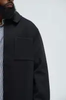 Talbot Wool Like Button Up Shirt(Black,S)