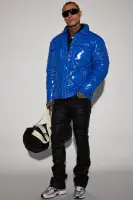 Your Diamond Quilted Puffer Jacket(Blue,S)
