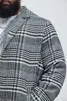 Mixed Plaid Car Coat(Black/combo,S)