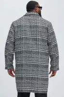 Mixed Plaid Car Coat(Black/combo,S)