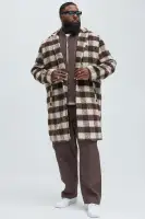 Extraordinary Brushed Mohair Wool Long Coat(Brown/combo,S)