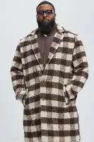 Extraordinary Brushed Mohair Wool Long Coat(Brown/combo,S)