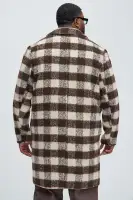 Extraordinary Brushed Mohair Wool Long Coat(Brown/combo,S)