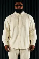 Dean Textured Long Sleeve Button Up Shirt(Cream,S)