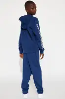 Mini Official Fleece Hoodie And Flare Bottom Pant Set(Navy,4)