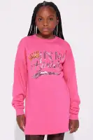 Mini It's My Birthday Sweatshirt Dress(Fuchsia,4/5)