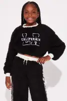 Mini Casual Sunday Sherpa Pant Set(Black,XS (4/5))