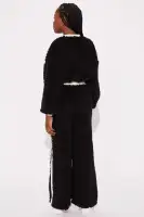 Mini Casual Sunday Sherpa Pant Set(Black,XS (4/5))