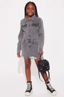 Mini Adriana Denim Mini Dress(Grey,4)