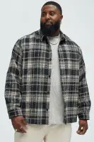 Tondo Plaid Button Up Shirt(Black/combo,S)