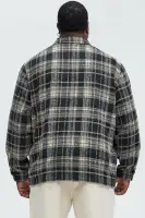 Tondo Plaid Button Up Shirt(Black/combo,S)
