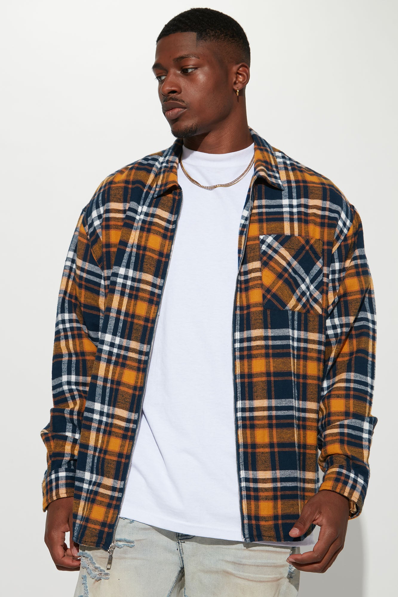 September Long Sleeve Zipper Flannel Shirt