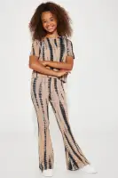 Mini Jazmin Flare Tie Dye Pant Set(Taupe/combo,2)