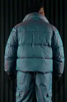 Stormy Iridescent Nylon Cropped Puffer Jacket(Blue,S)