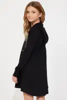 Mini Record Player Hoodie Dress(Black,4/5)