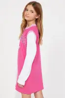 Mini Good Vibes Only Fleece Dress(White/Pink,4/5)