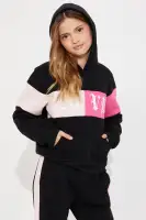 Mini Love Colorblock Fleece Pant Set(Black,XS)