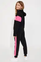 Mini Love Colorblock Fleece Pant Set(Black,XS)