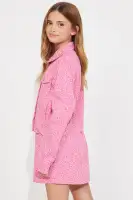 Mini Leopard Print Denim Skirt Set(Pink,4/5)