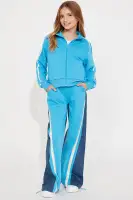 Mini Mya Denim Mix Track Pant Set(Blue,7)