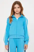 Mini Mya Denim Mix Track Pant Set(Blue,7)