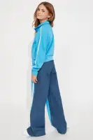 Mini Mya Denim Mix Track Pant Set(Blue,7)