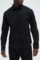 Ryland Cotton Long Sleeve Button Up Shirt(Black,S)