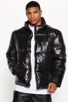 High Collar Gloss Puffer Jacket