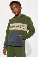 Mini Savage All The Time Colorblock Fleece Pant Set(Olive/combo,XS)