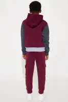 Mini Limited Edition Colorblock Fleece Pant Set(Burgundy,XS)