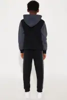 Mini Hustle Colorblock Fleece Pant Set(Black,XS)