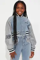 Mini Curious Varsity Jacket Set(Grey/combo,4)