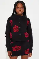 Mini Maya Rose Sweater Mini Skirt Set(Black/Red,4/5)
