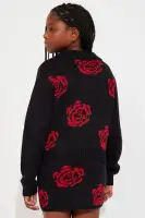 Mini Maya Rose Sweater Mini Skirt Set(Black/Red,4/5)