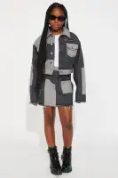 Mini Distressed Denim Jacket Set(Black/combo,4)