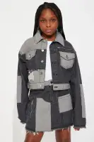 Mini Distressed Denim Jacket Set