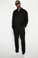 Dre Faux Suede Long Sleeve Button Up Shirt(Black,S)