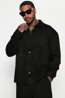 Dre Faux Suede Long Sleeve Button Up Shirt