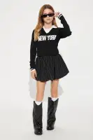 Mini Street Talkin' Pinstripe Bubble Skort(Black/White,4/5)