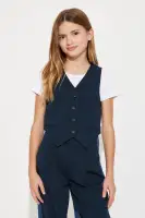 Mini Sasha Denim Mix Pant Set(Medium Wash,7)