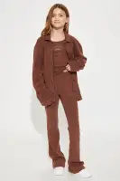 Mini Shut Down The Block Shacket Pant Set(Chestnut,4/5)