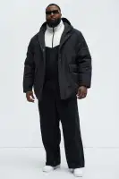 Better Days Padded Hooded Long Coat(Black,S)