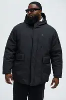 Better Days Padded Hooded Long Coat(Black,S)