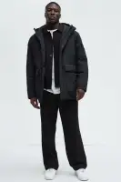 Better Days Padded Hooded Long Coat(Black,S)