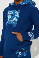 Mini Sonic Chenille Patch Hooded Fleece Jogger Set(Navy,4/5)