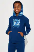 Mini Sonic Chenille Patch Hooded Fleece Jogger Set(Navy,4/5)