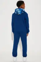 Mini Sonic Chenille Patch Hooded Fleece Jogger Set(Navy,4/5)