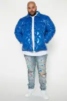 Your Diamond Quilted Puffer Jacket(Blue,S)
