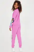 Mini Lay Lay Lightning Girl Fleece Jogger Set(Fuchsia,4/5)
