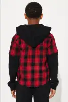 Mini Hooded Long Sleeve Flannel Set(Red/combo,4/5)